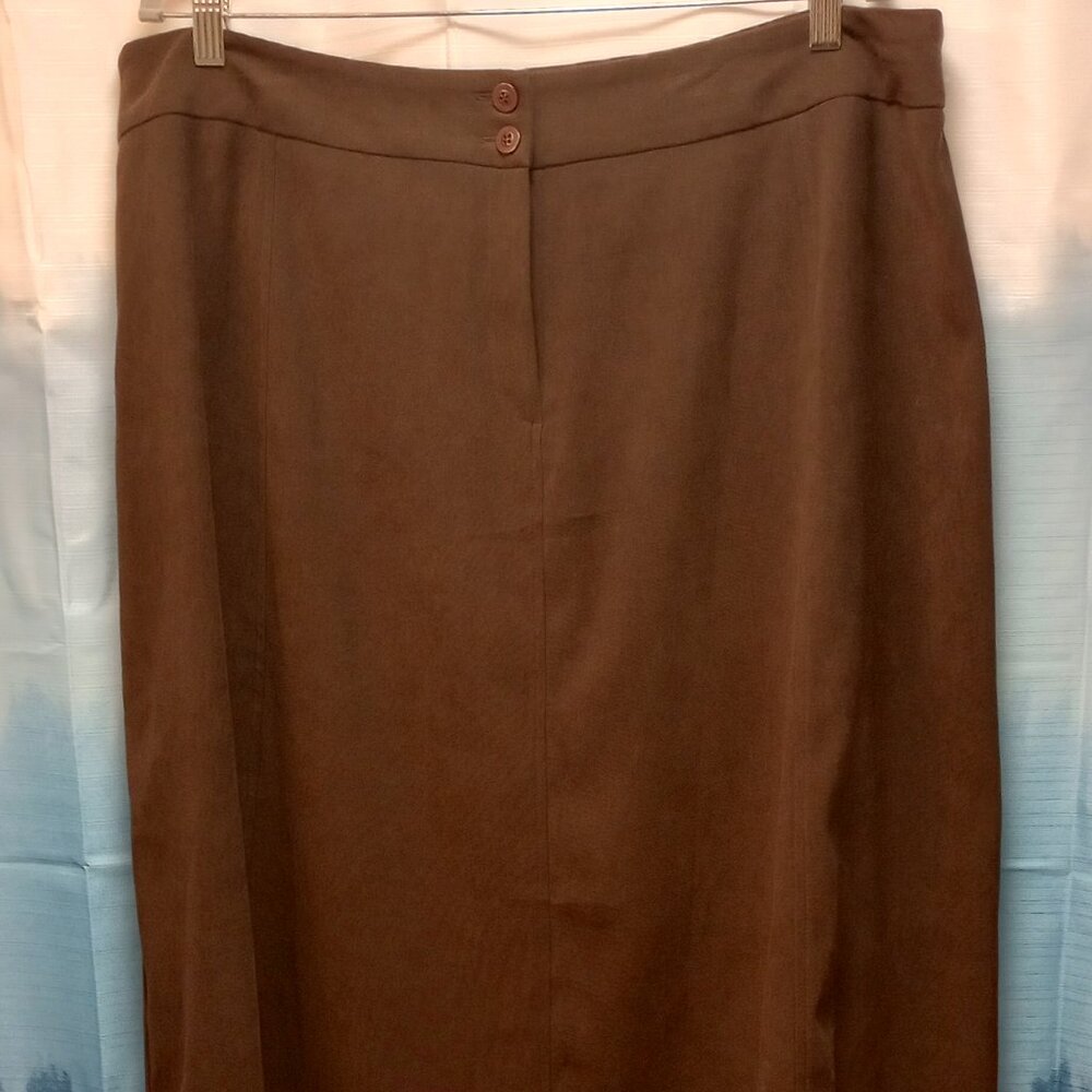 Sag Harbor Faux Suede Brown A-line Skirt 18W